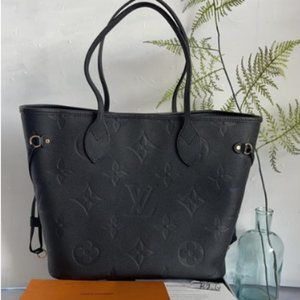 Used Neverfull Mm Black Noir Leather Tote